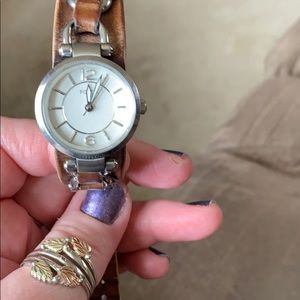 Fossil watch with leather strap